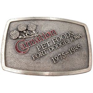 Fort Dodge Iowa Belt Buckle Carnation Pet Foods IA Vintage 1985 Limited Edition